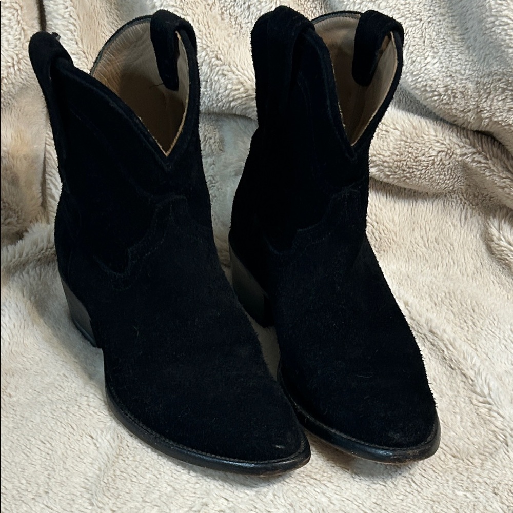 Tecovas Black Suede Ankle Booties